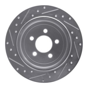 Dodge Nitro Brake Rotor (1) - Rear Right - R1 Concepts - Drilled & Slotted - Silver - `07-`12
